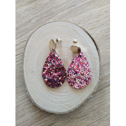 Boucle Gouttine pailletée rose