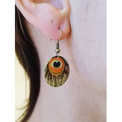 Plume de paon en boucle d’oreille