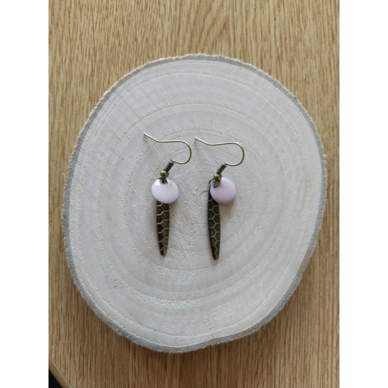 Boucle d’oreille pastille et bronze