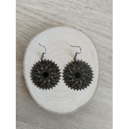 Boucle d’oreille mandala noire