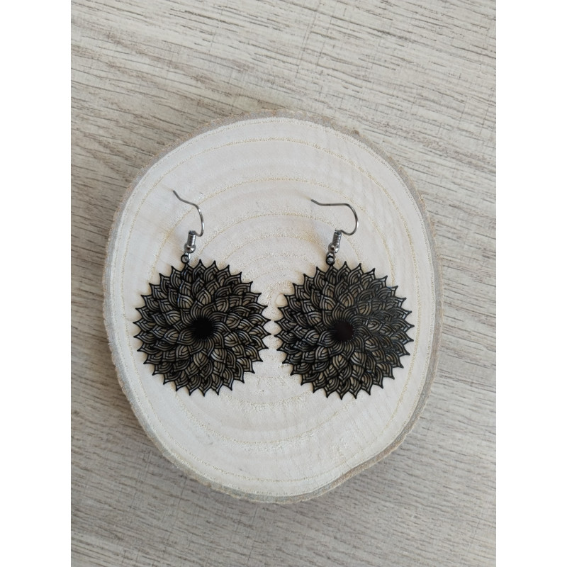 Boucle d’oreille mandala noire