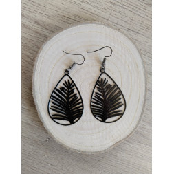 Boucle d’oreille feuille noire