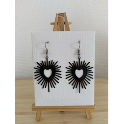 Boucle d’oreille en coeur noir et ajouré