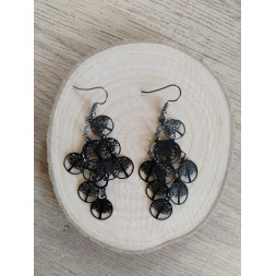 Boucle d’oreille arbre de vie noir