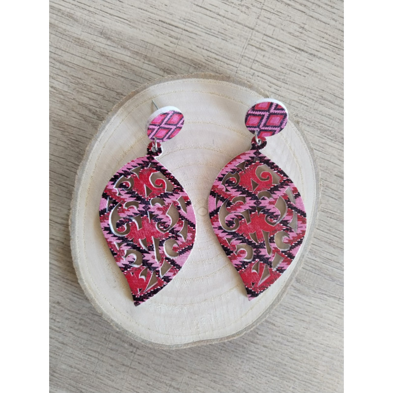 boucle d’oreille goutte en bois