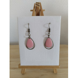 Boucle d’oreille rose et bronze