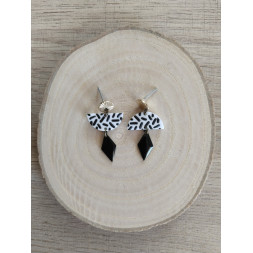 Boucle d’oreille graphique noir et blanc