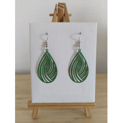 Boucle d’oreille grande feuille verte
