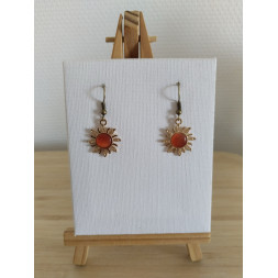 Boucle d’oreille soleil orangé