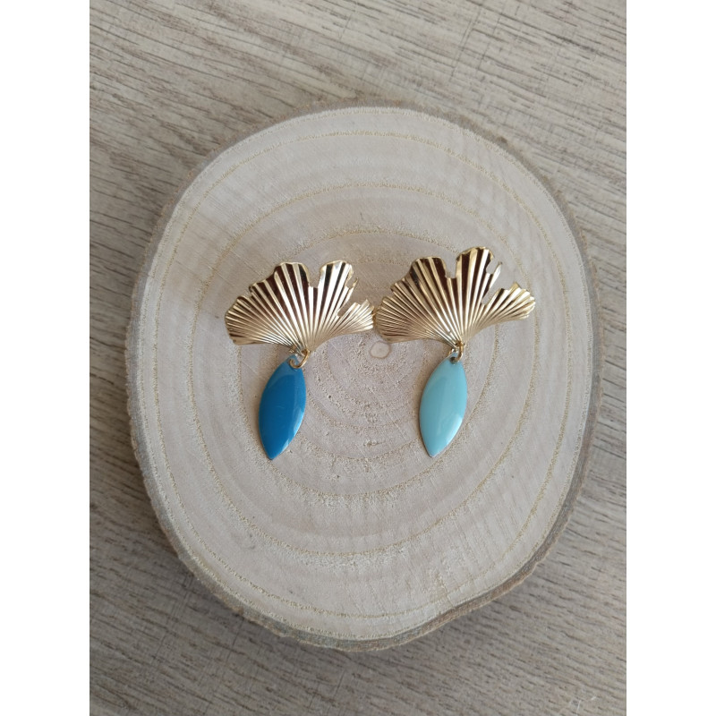 Boucle d’oreille feuille de Ginkgo
