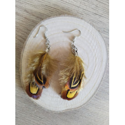 Boucle d’oreille plume de faisan