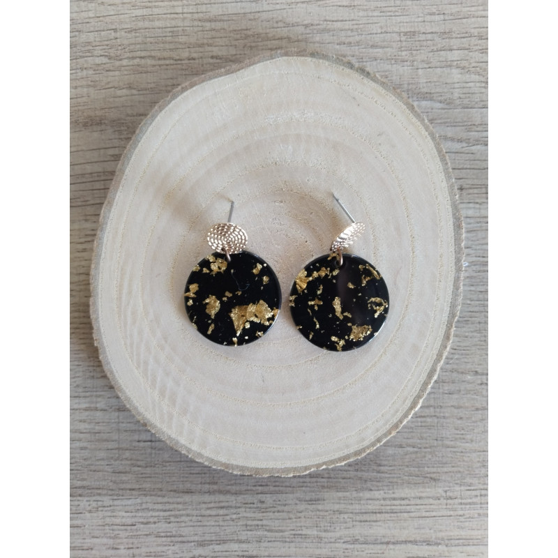 Boucle d’oreille noir et doré