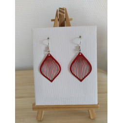 Boucle d’oreille rouge en goutte