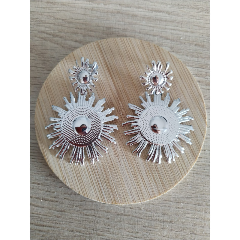 Boucle d’oreille soleil argenté