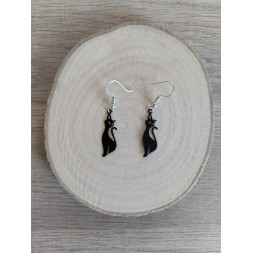 Boucle d’oreille chat noir