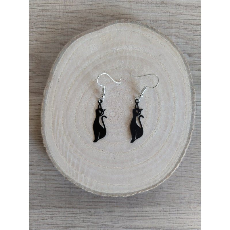 Boucle d’oreille chat noir