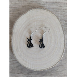 Boucle d’oreille chat noir