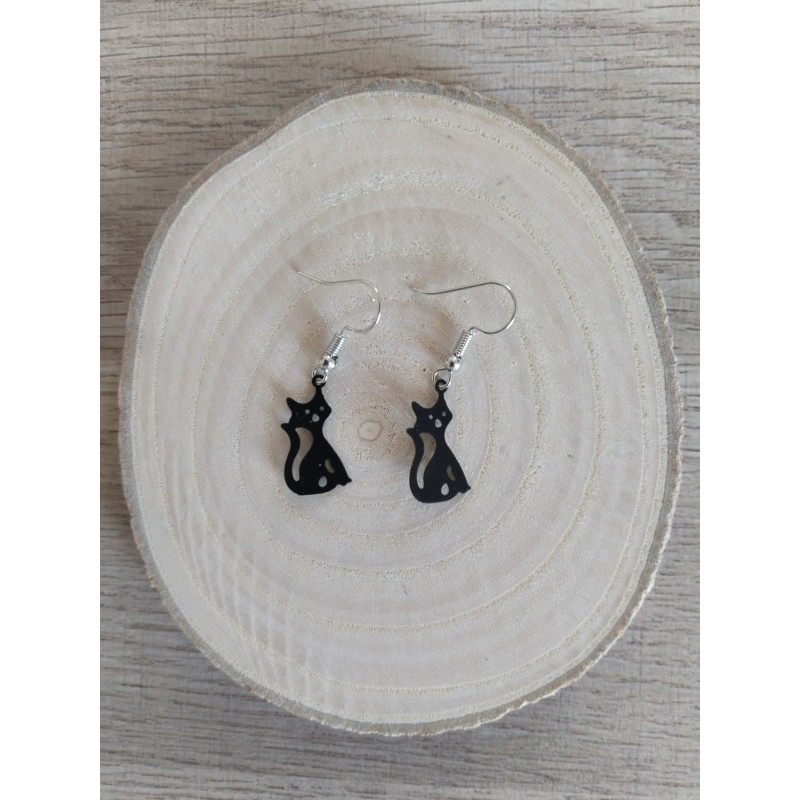 Boucle d’oreille chat noir