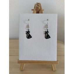 Boucle d’oreille petit chat noir