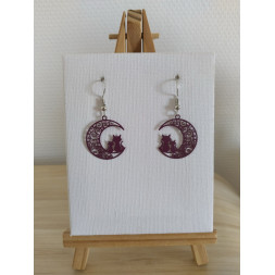 Boucle d’oreille les chats et la lune