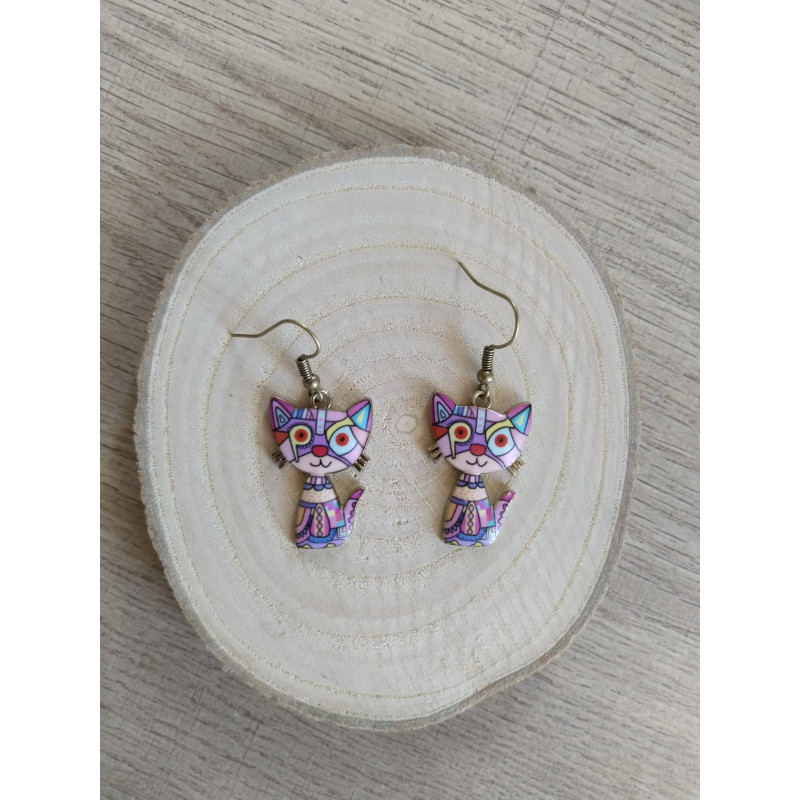 Boucle d’oreille Chat Arlequin