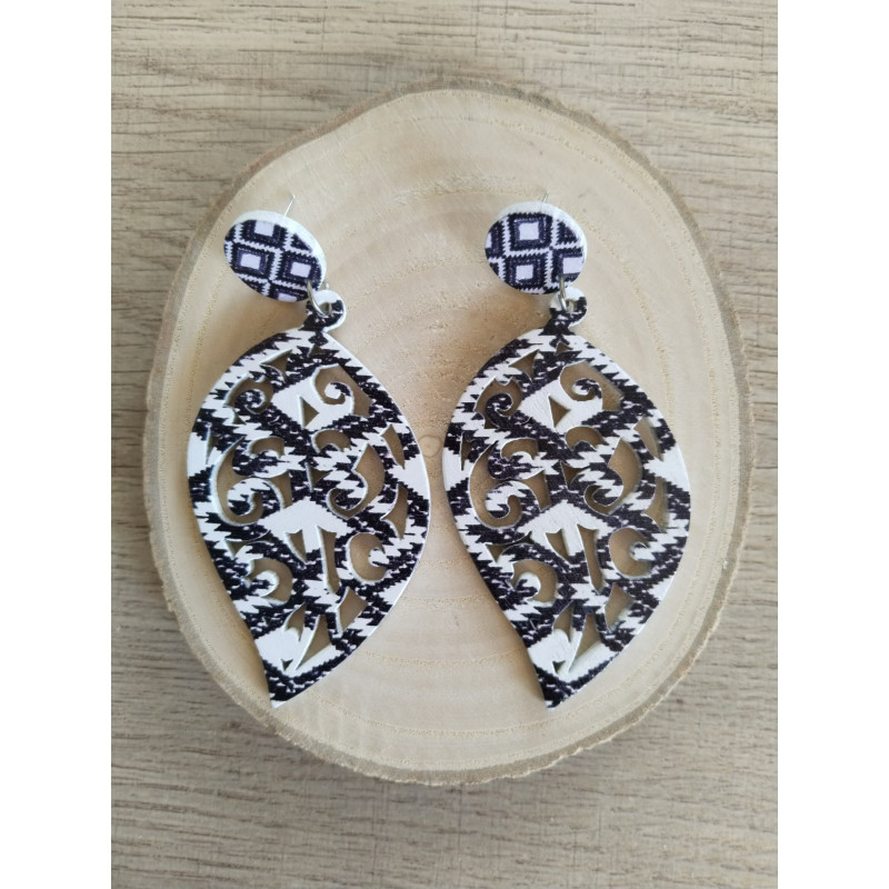 Boucle d’oreille bois