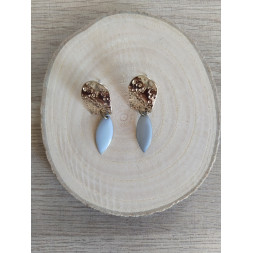 Boucle d’oreille grise et dorée