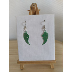 Boucle d’oreille aile d’ange verte