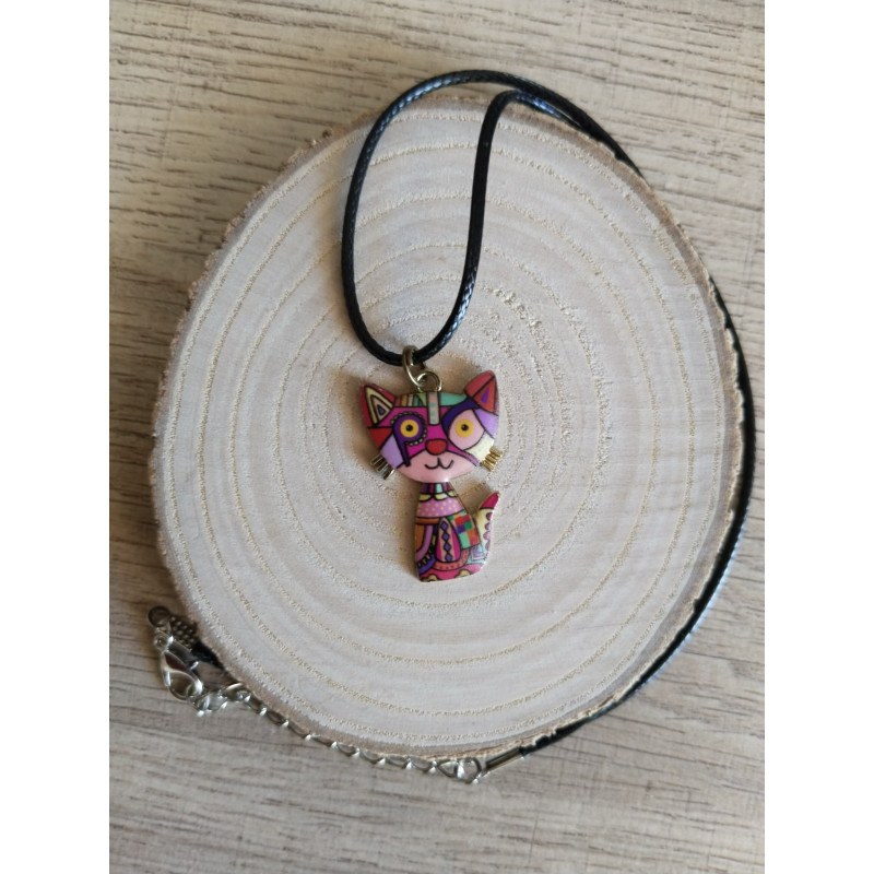 Collier chat arlequin rouge