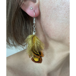 Boucle d’oreille plume raison marron