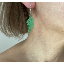 boucle d’oreille grande aile d’ange verte