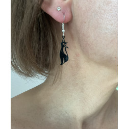 Boucle d’oreille grand chat noir