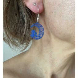 boucle d’oreille les chats sur la lune bleue