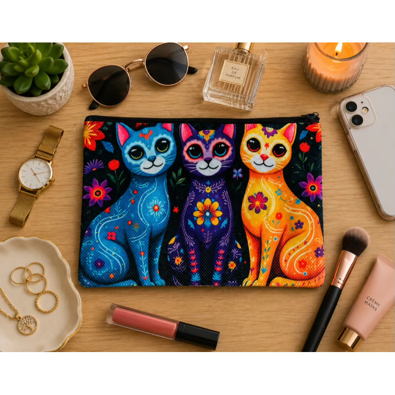 pochette aux 3 chats