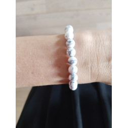 Bracelet en agate teintée blanche et grise