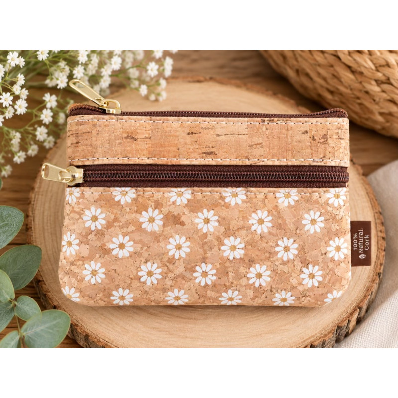 Porte monnaie avec des petites marguerites