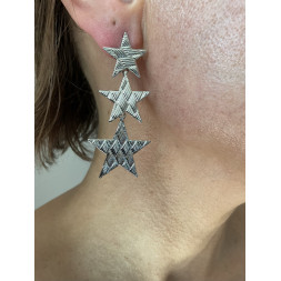 Boucle d’oreille cascade d’étoiles argentées