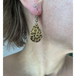Boucle d’oreille goutte en léopard