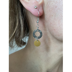 Boucle d’oreille argent et marron