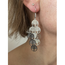 Boucle d’oreille argentée en petits arbres de vie