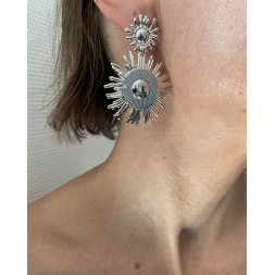 Boucle d’oreille soleil argenté