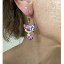 Boucle d’oreille chat Arlequin