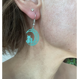 Boucle d’oreille les 2 chats sur la lune