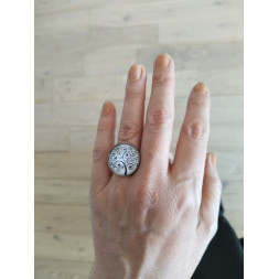 Bague en arbre de vie noir et blanc