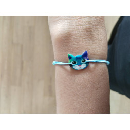 Bracelet Mon chat bleu et vert